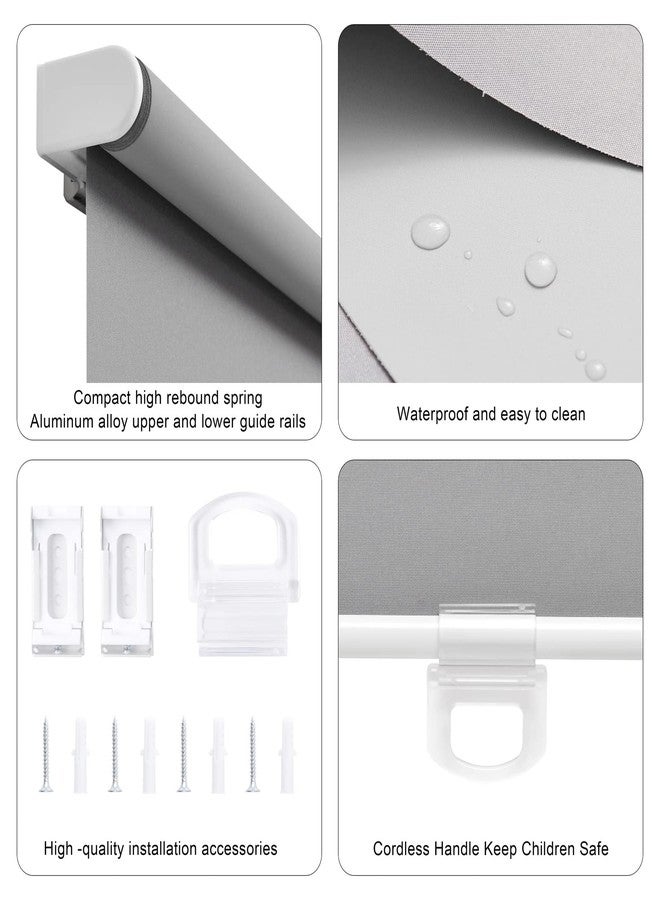 Sunoff Blackout Roller Shades Blinds Cordless for Windows Pull Down Room Darkening Door Blinds with Thermal Insulated Easy to Install for Living Room,Bedroom,Home,Office Bathroom Grey 23" W x 72" H - Image 4