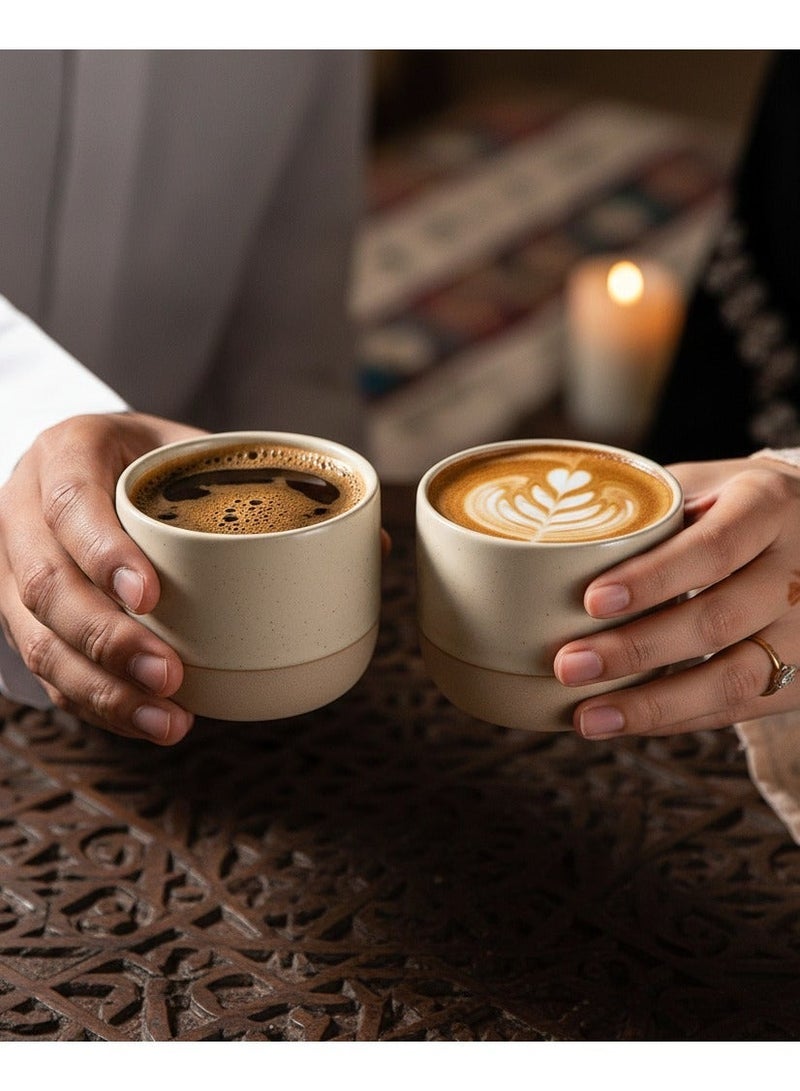 كوب قهوة سيراميك عربي الصنع - 100 مل كوب معزول لشهر رمضان / مكتب / منزل ، كوب شاي مقاوم للحرارة ، 1 قطعة - Image 3