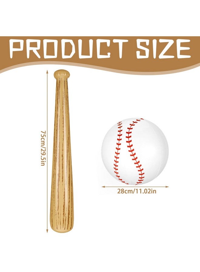 Lewtemi Lewtemi 3 Pcs Set of Inflatable Baseball Bat Beach Ball Including 2 Inflatable Baseball Bat and Beach Pool Ball, Kids Party Favors for Pool(Modern Color)  - Image 3