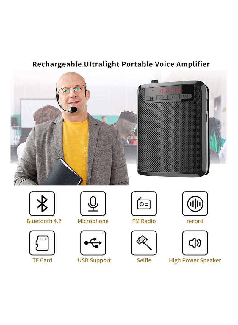 Beauenty Voice Amplifier, Portable Microphone Speaker, Teacher Classroom Microphone, Bluetooth Headset Microphone Amplifier for Meeting Tour Guides - Image 2