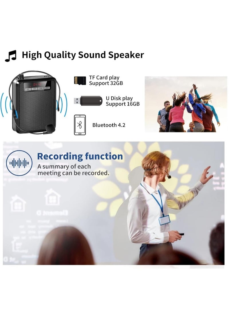 Beauenty Voice Amplifier, Portable Microphone Speaker, Teacher Classroom Microphone, Bluetooth Headset Microphone Amplifier for Meeting Tour Guides - Image 4