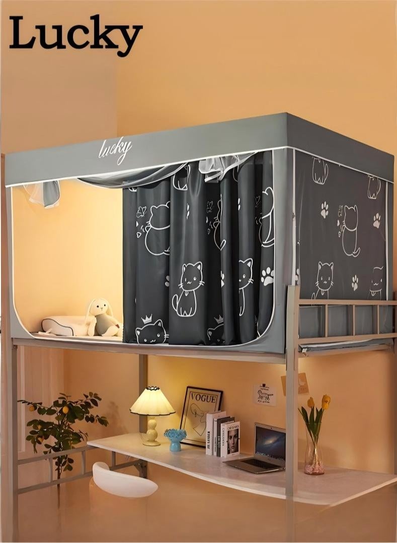 Lucky Bed Canopy Tents Curtain Blackout Curtain Single Bed Tent Curtain Student Shading Cloth Bed Canopy Mosquito Net Student Sleep Privacy Protection - Image 1