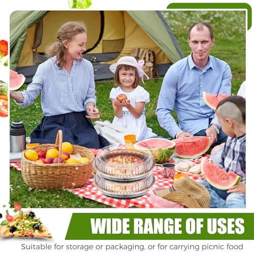 Vesici 30 Pcs Plastic 9.5'' Disposable Pie Containers Gold Dessert Containers with Lids Round Pie Keeper Clamshell Takeout Food Carrier for Takeout Boxes Food Cake Doughnut Storage - Image 5