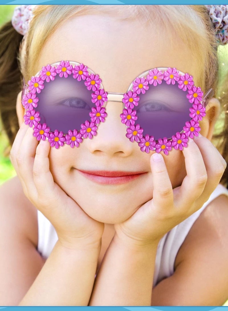 KASTWAVE Daisy Sunglasses Round Retro Sunflower Sunglasses Disco Funny Sunglasses for Girl Flower Shape Festival Sunglasses for Boys and Girls 6 Pairs - Image 2