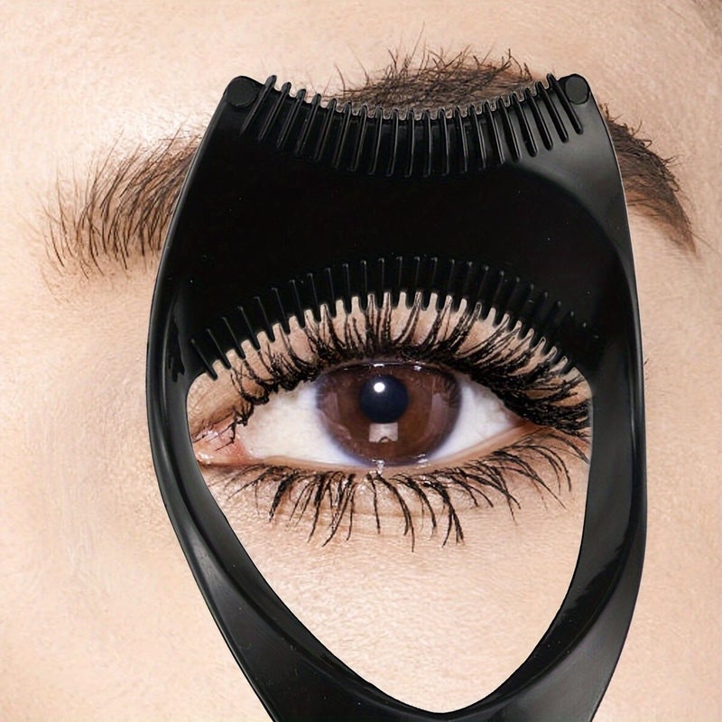 2 Piece Set Stainless Steel Eyelash Separator Applicator Tool 3 In 1 Mascara Comb Protector Female Girl Eyelash Buddy Set Black - Image 2