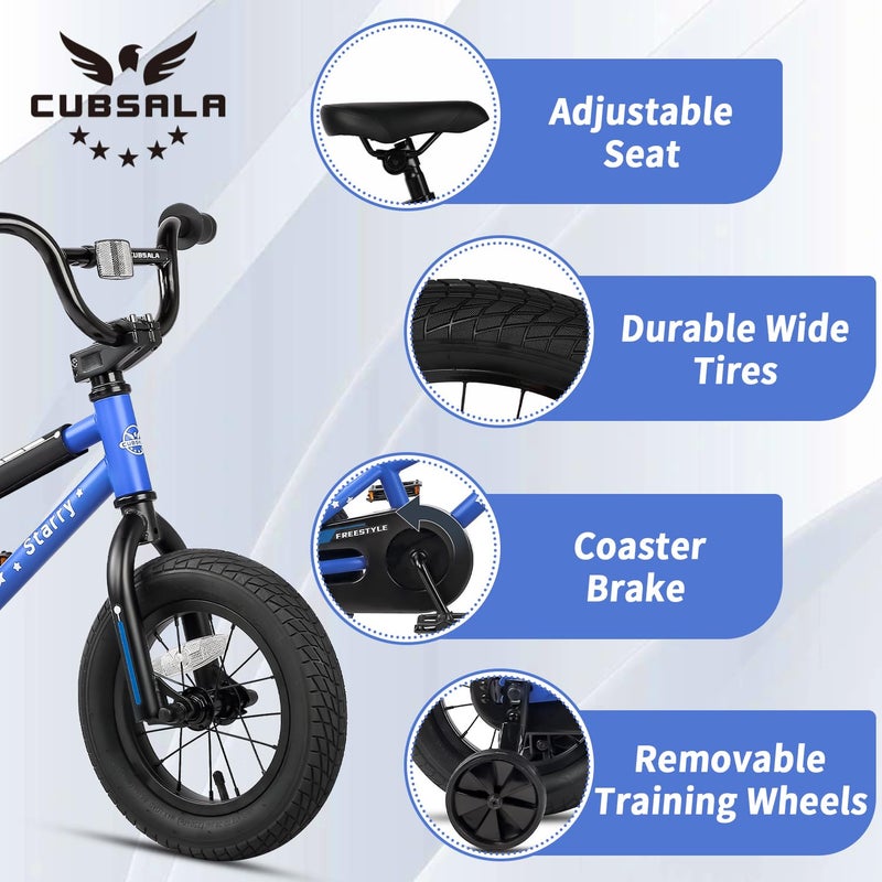 cubsala 12 Inch Kids Bike for 1 2 3 4 Years Old Boys Girls Beiginner Toddlers Riders BMX Style Bicycle with Training Wheels Coaster Brake, Blue - Image 3