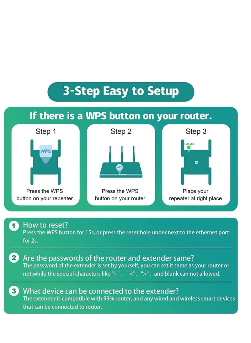 WiFi Extender, WiFi Signal Booster, Internet Booster for Home, Range up to 8500+sq.ft, Support Connect Over 40 Devices, Boost Your Home WiFi Signal