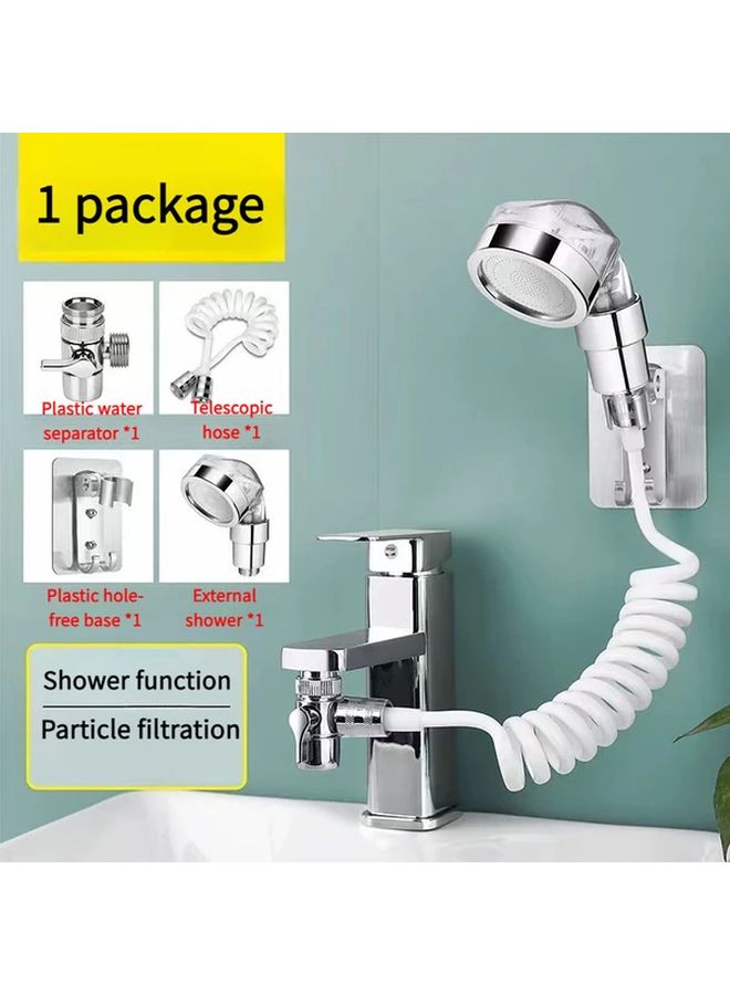 1pc White Modern 3 Speed Adjustable Sink Faucet Sprayer Attachment Wall Mounted Faucet Extender With Shower Head For Utility Sink Bathroom Kitchen Faucet Or Laundry Basin Plastic Material - Image 1