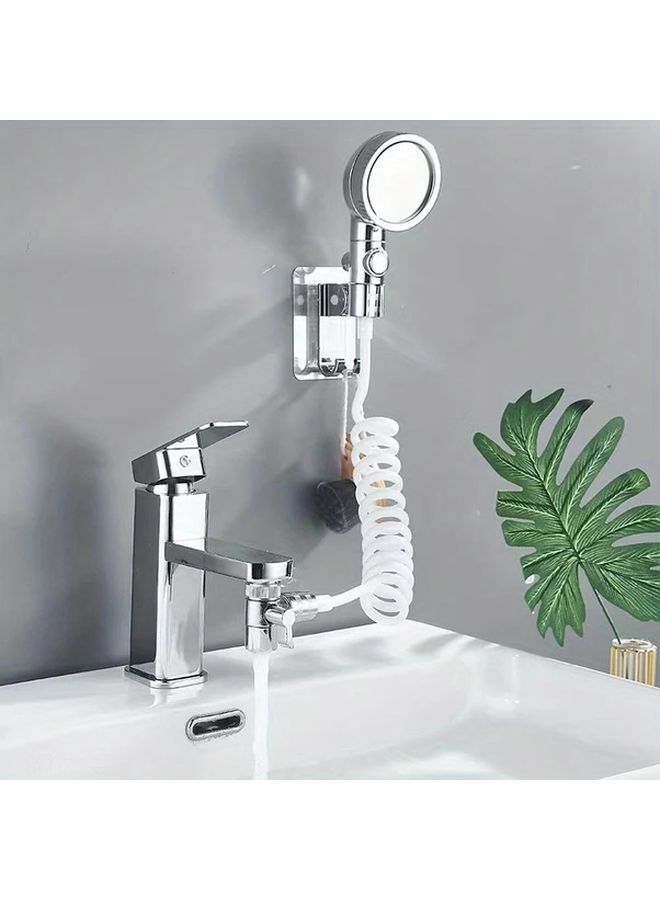 1pc White Modern 3 Speed Adjustable Sink Faucet Sprayer Attachment Wall Mounted Faucet Extender With Shower Head For Utility Sink Bathroom Kitchen Faucet Or Laundry Basin Plastic Material - Image 2
