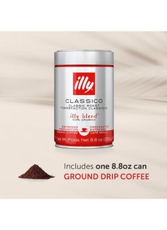 Illy Classico Ground Drip Coffee, Medium Roast, Classic Roast With Notes Of Chocolate & Caramel, 100% Arabica Coffee, No Preservatives, 8.8 Ounce (Pack Of 1)  - Image 2