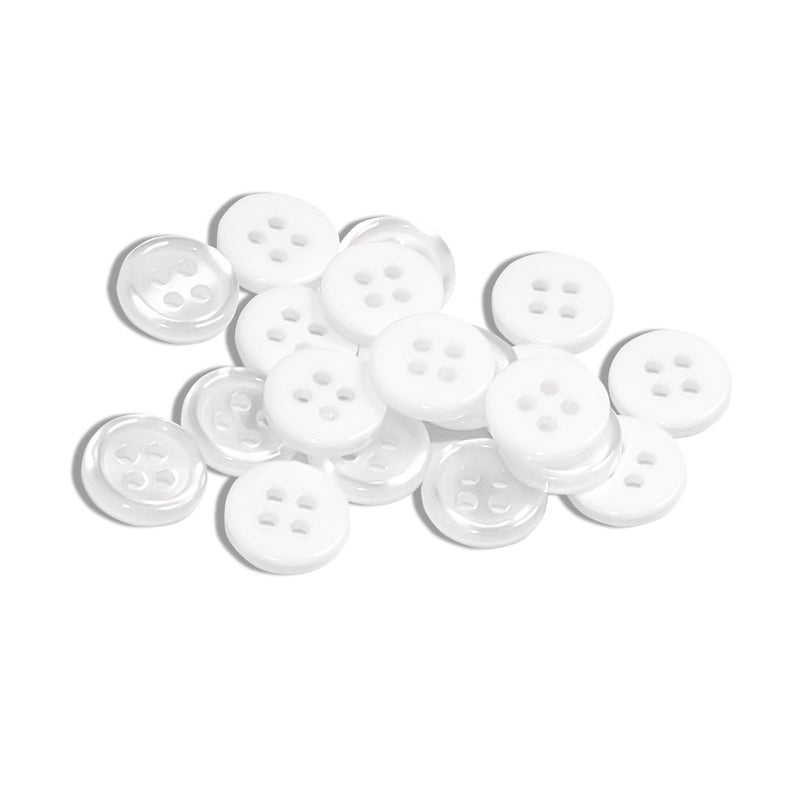 Metalandbrassco Mother of Pearl Buttons 20 Pieces Shirt Button 04 inches White Button 18L 4 Hole Plastic Pearlized Buttons