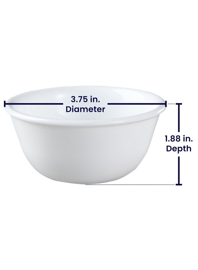 Corelle Vitrelle Glass Winter Frost Ramekin Bow, Pack of 6, White. Dimensions - 3.75" Diameter 1.75" High, Capacity - 6 oz - Image 2