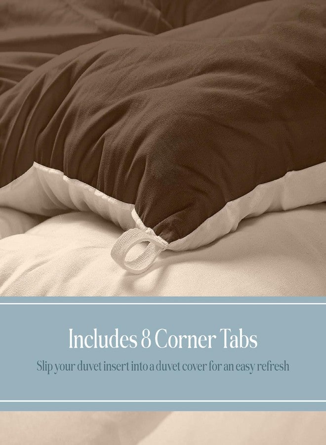 ROYALE LINENS لحاف رويال لينين القابل للعكس - إدخال لحاف توين XL - لحاف مخدد ناعم لجميع الفصول مع 8 علامات زاوية - لحاف بديل للريش - إدخال لحاف (شوكولاتة/رمل، توين XL 68"x92") - Image 4