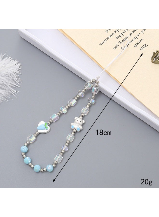 NIBEMINENT Phone Charm/ Chain Strap for Women Girls, Cute Little Bear Cell Phone Case Lanyard Wrist Strap - Image 1