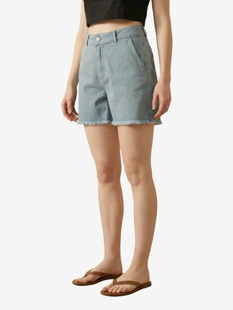 ماي فاشن MY FASHION High Waist Wide Leg Denim Shorts