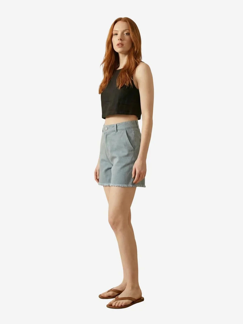 My Fashion Baby Blue MY FASHION High Waist Wide Leg Denim Shorts for Women | Best Price UAE
