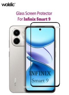 Waldic Infinix Smart 9 Screen Protector | Tempered Glass Compatible with Infinix Smart 9 | Screen Protector Full HD Quality Tempered Glass Anti-Scratch Edge to Edge Coverage with Easy Installation Kit - Black  - Image 1