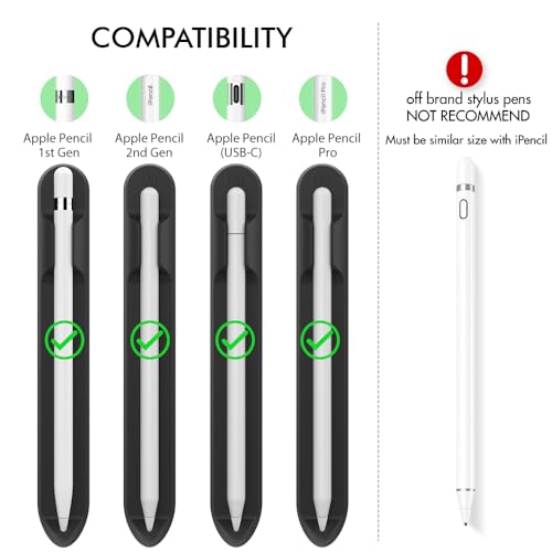 AHASTYLE Removable iPencil Holder [Magnetic Attach] Strong Adhesive Holder Sticker Silicone for Apple Pencil 1st & 2nd Generation (Black) - Image 2