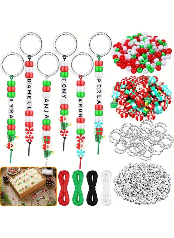 556 قطعة مجموعة سلاسل مفاتيح خرز عيد الميلاد مع خرز الأبجدية لصنع المجوهرات DIY - Image 2