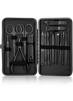 Generic 18 Pieces Professional Manicure Pedicure Tool Set Black  - Image 1