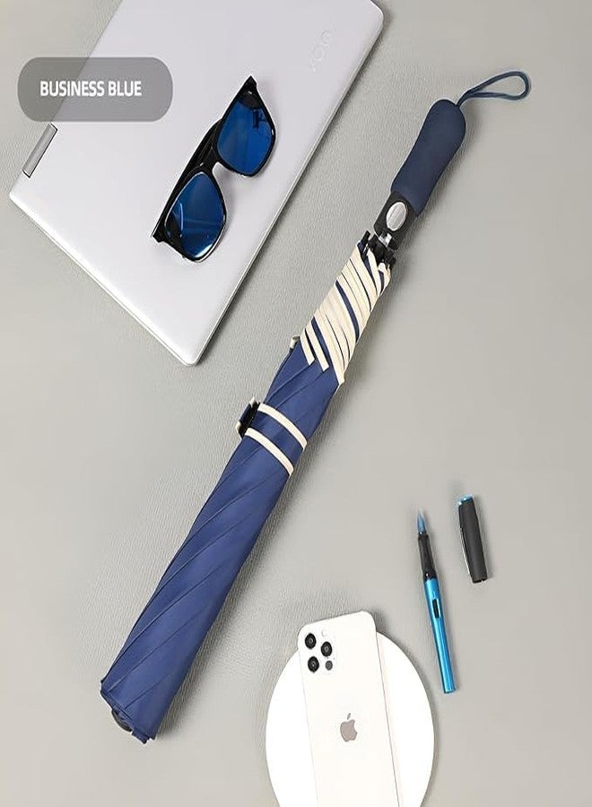 NILKANTH Auto Open Windproof Umbrella Compact Travel Folding Umbrella with EVA Soft Grip Strong Anti-Flip Design Lightweight for Men & Women (Blue) - Image 5