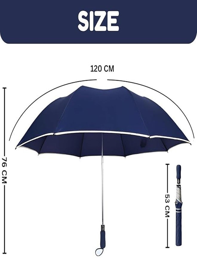 NILKANTH Auto Open Windproof Umbrella Compact Travel Folding Umbrella with EVA Soft Grip Strong Anti-Flip Design Lightweight for Men & Women (Blue) - Image 2