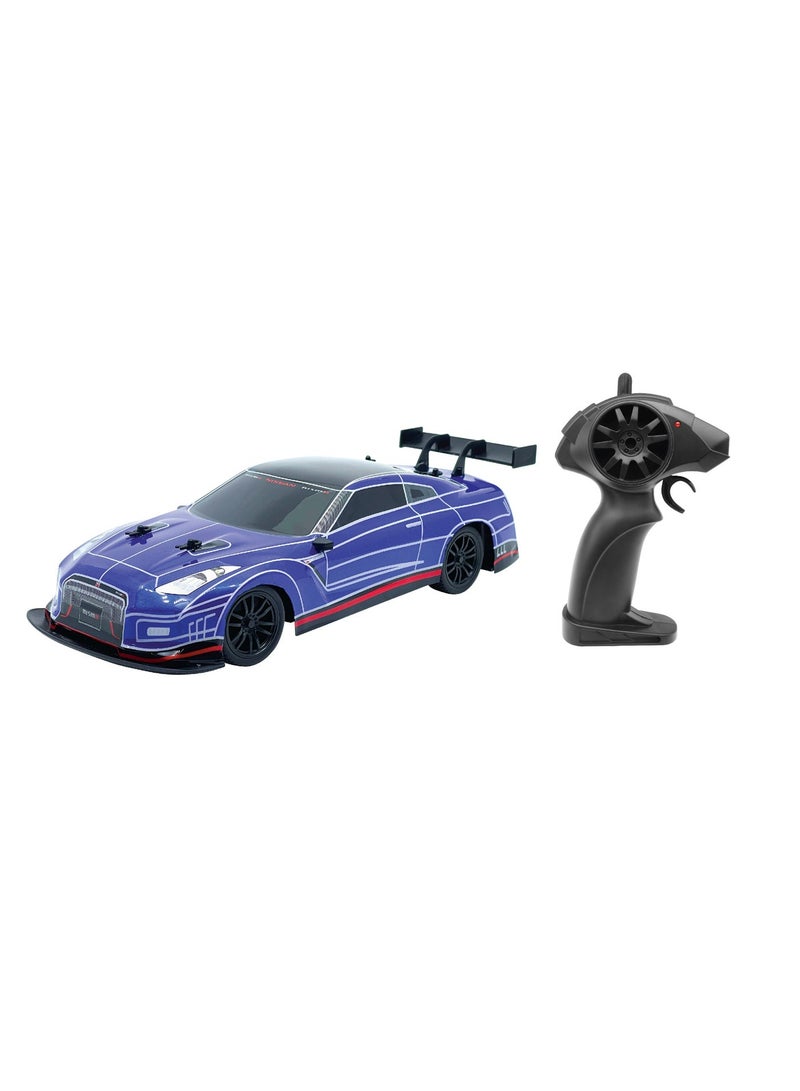 D-power - 1:16 Nissan GTR RC Car with Vapor Exhaust Effect – 2.4GHz Remote Control, Rechargeable Battery Included, Realistic Design, for Kids Ages 6+ - Image 1