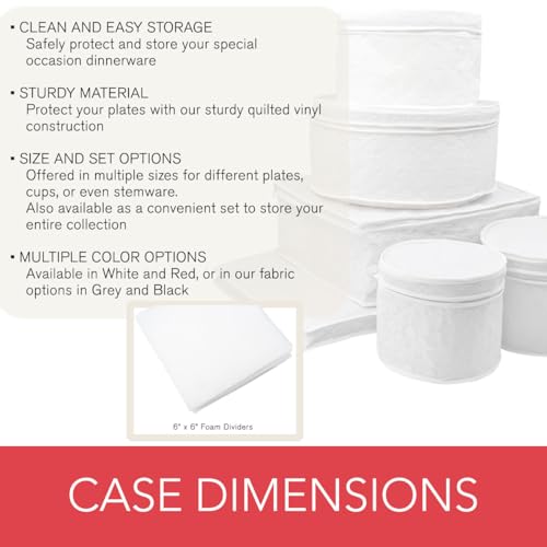 LAMINET 6 Piece Quilted Dinnerware Storage Starter Set - Includes 4 Plate Cases, 1 Cup Case & Platter Case - WHITE - Image 4