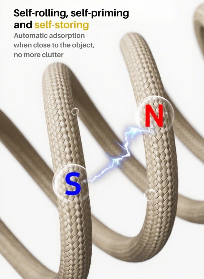 65W Magnetic 4-In-1 Data Cable For Huawei Pd Fast Charge Apple Magnetic Braided Cable Supports 480mbps Data Transmission - Gold - Image 3