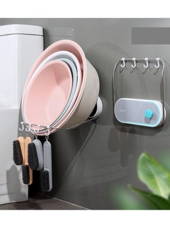 Spaceshoop Folding Washbasin Stand Bathroom Storage Rack with Hook Washstand Fashion Simple Style Organizer Bathroom Storage Holder  - Image 5