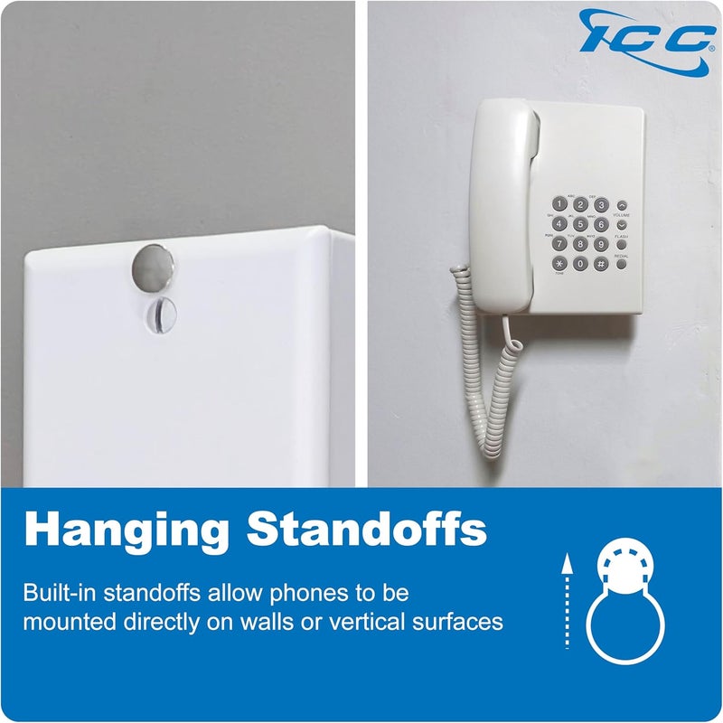 ICC 1-Port Keystone Wall Plate (1 Pack), UL Listed, Durable ABS Plastic with Telephone Hanging Standoffs, Single Gang Wall Plate for RJ45, RJ11/RJ12 6P6C Jack, White - Image 2