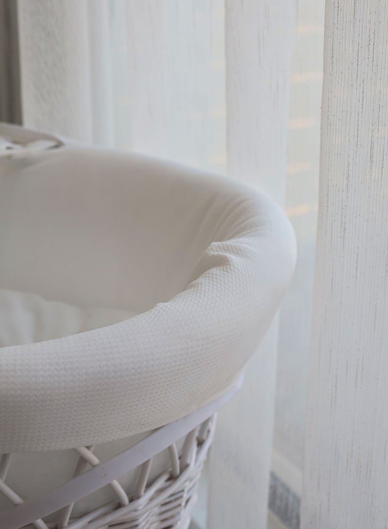 StarKids Baby Moses Basket Cradle With Rocking Stand, White - Image 5