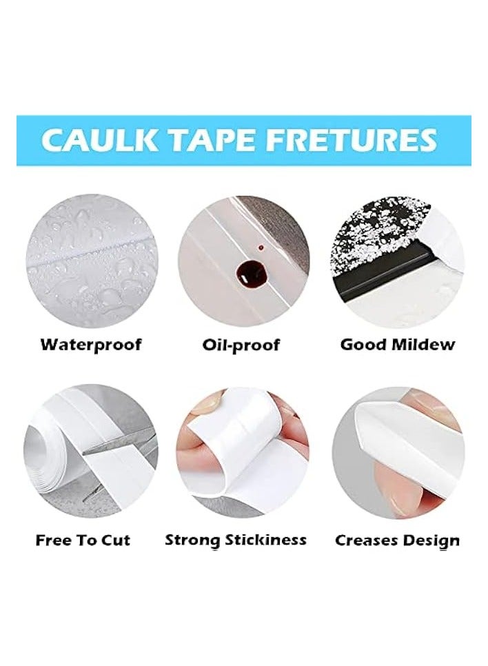 erorex 2Pack Caulk Strip Self Adhesive Tape Waterproof Caulk Tape 3.8CM x 3.2M,Tub Caulking Kitchen Tape Sealing Tape for Kitchen Countertop Sink Bathroom Toilet and Floor Wall Edge Protector-White - Image 2