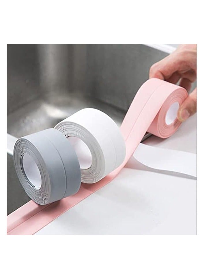 erorex 2Pack Caulk Strip Self Adhesive Tape Waterproof Caulk Tape 3.8CM x 3.2M,Tub Caulking Kitchen Tape Sealing Tape for Kitchen Countertop Sink Bathroom Toilet and Floor Wall Edge Protector-White - Image 4