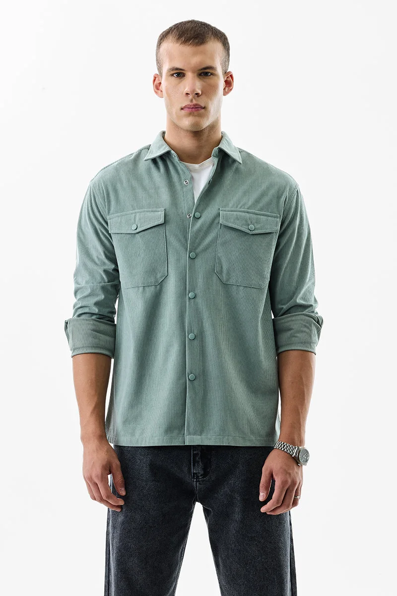 SNITCH قميص طويل قطني مريح بلون أخضر مريمي