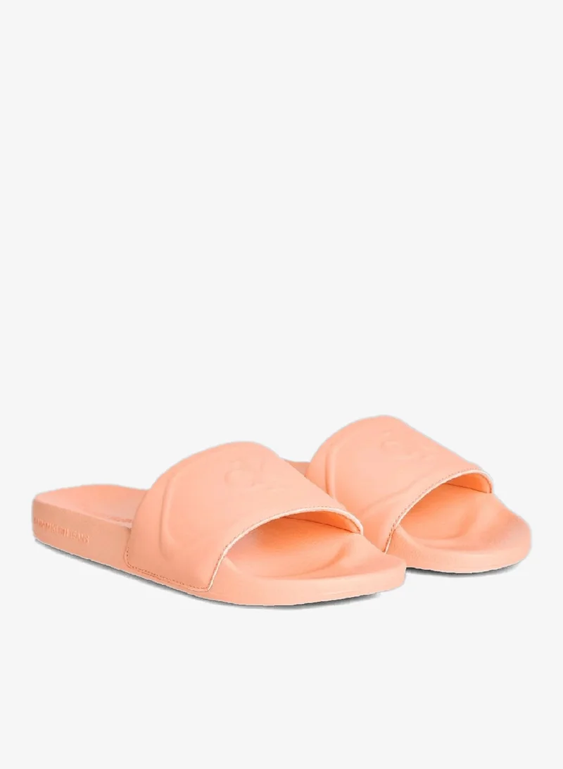 Calvin Klein Jeans Powder Orange Logo Slides for Women | Best Price UAE