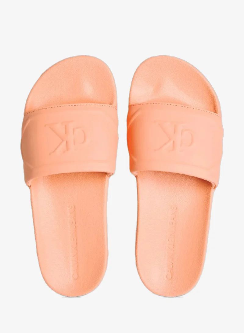 Calvin Klein Jeans Powder Orange Logo Slides for Women | Best Price UAE