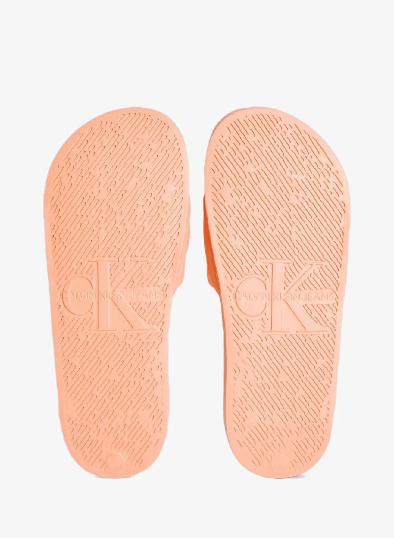 Calvin Klein Jeans Powder Orange Logo Slides for Women | Best Price UAE