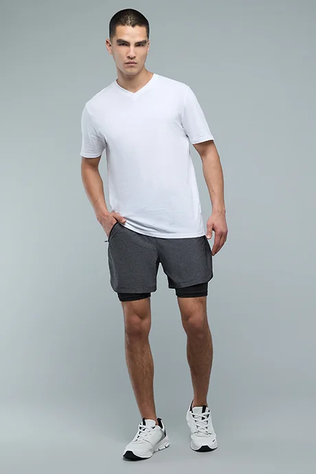 R&B Layered Active Shorts with Elastic Waist