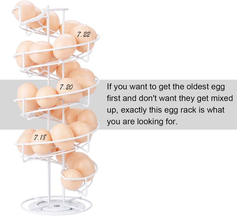 TopLife Spiral Design Metal Egg Skelter Dispenser Rack, Storage Display Rack, White - Image 3