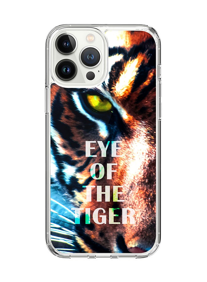 Stylizedd Classic Clear for Apple iPhone 14 Pro Max Case Hybrid Soft Cover Flexible Edges Anti Drop TPU PC Gel Thin Transparent Cover - Eye Of The Tiger Full Print