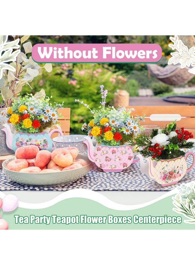 Yinder 6 Pcs Tea Party Decorations Princess Party Flower Boxes Centerpiece Floral Teapot Centerpiece For Floral Tea Themed Birthday Party Supplies Wedding(Sweet Tea Pot) - Image 3