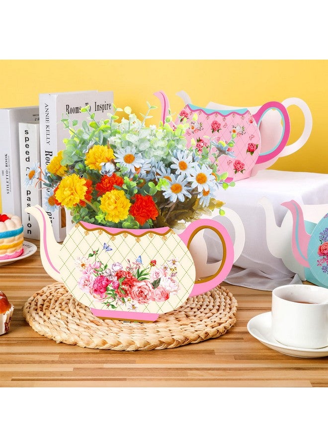 Yinder 6 Pcs Tea Party Decorations Princess Party Flower Boxes Centerpiece Floral Teapot Centerpiece For Floral Tea Themed Birthday Party Supplies Wedding(Sweet Tea Pot) - Image 5
