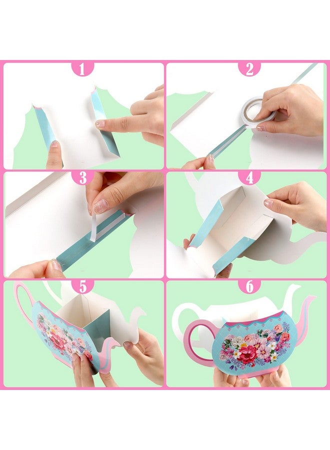 Yinder 6 Pcs Tea Party Decorations Princess Party Flower Boxes Centerpiece Floral Teapot Centerpiece For Floral Tea Themed Birthday Party Supplies Wedding(Sweet Tea Pot) - Image 4