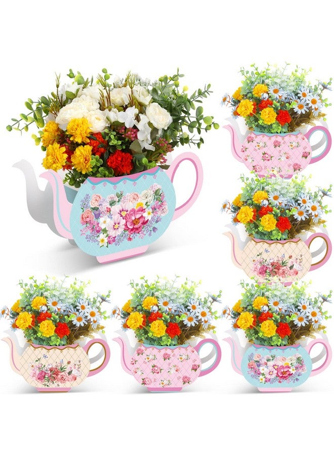Yinder 6 Pcs Tea Party Decorations Princess Party Flower Boxes Centerpiece Floral Teapot Centerpiece For Floral Tea Themed Birthday Party Supplies Wedding(Sweet Tea Pot) - Image 1