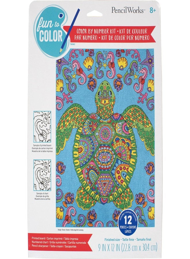 Dimensions PencilWorks Colorful Turtle Nature Color by Number for Adults and Kids - Image 1