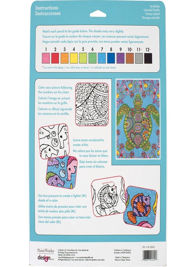 Dimensions PencilWorks Colorful Turtle Nature Color by Number for Adults and Kids - Image 2