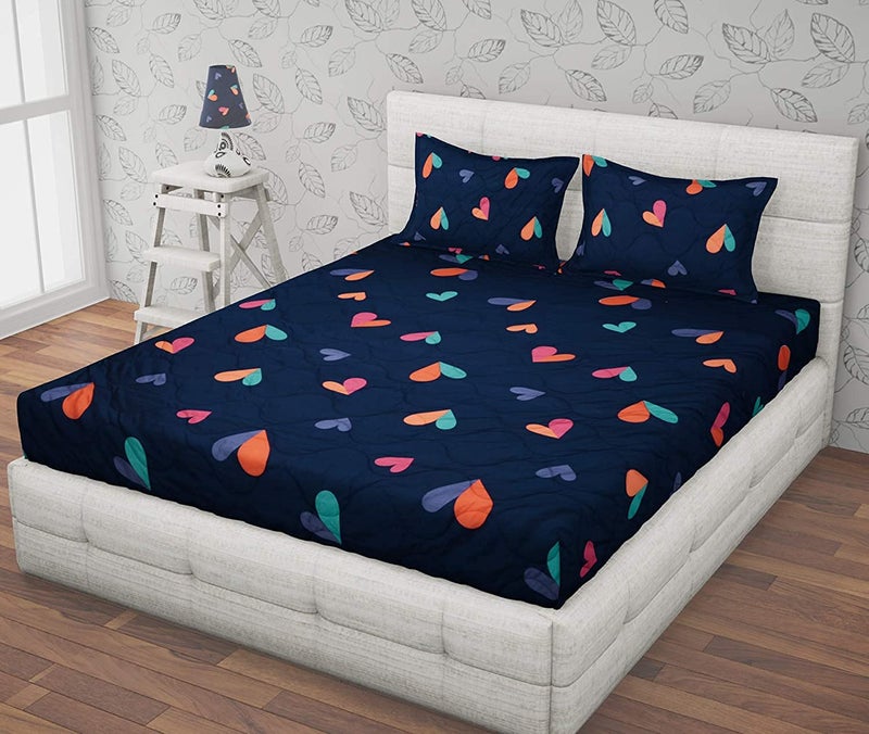 UmI. Umi Super Soft Brushed Microfiber Cotton Double Bedsheet With 2 Pillow CoversBedsheet 90X100InchesPillow Cover 17X27Cm144 TCBlue - Image 1