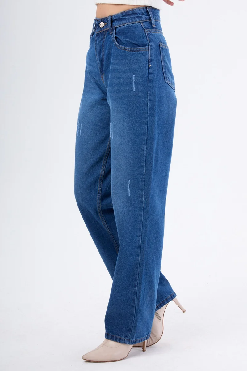 Tofisa 23667-DARK-BLUE High Waist Palazzo Jeans