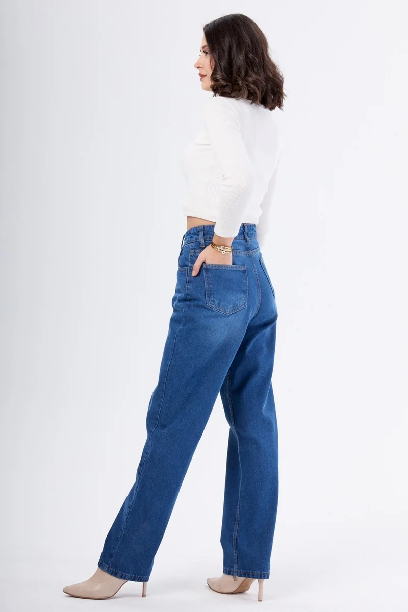 Tofisa 23667-DARK-BLUE High Waist Palazzo Jeans